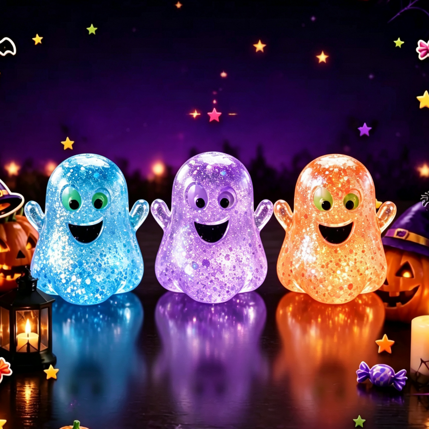 Halloween Squishy Pumpkin Head Toy Pumpkin Ghost TPR Stress Relief Squeeze Toy for Kids & Adults - PhotoMoonLamp