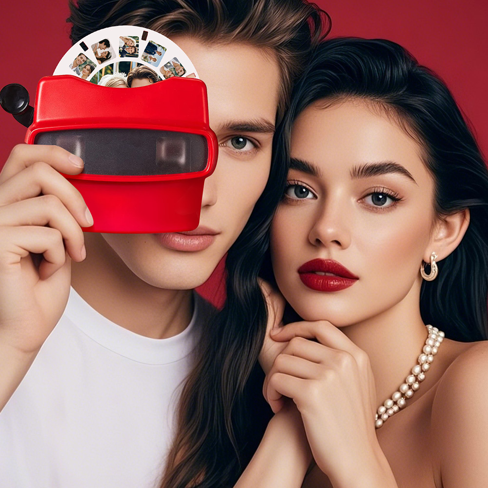 Custom 3D Viewfinder and Reel Personalized Text and Photo Viewer with Your Own Photos Anniversary Gift - PhotoMoonLamp