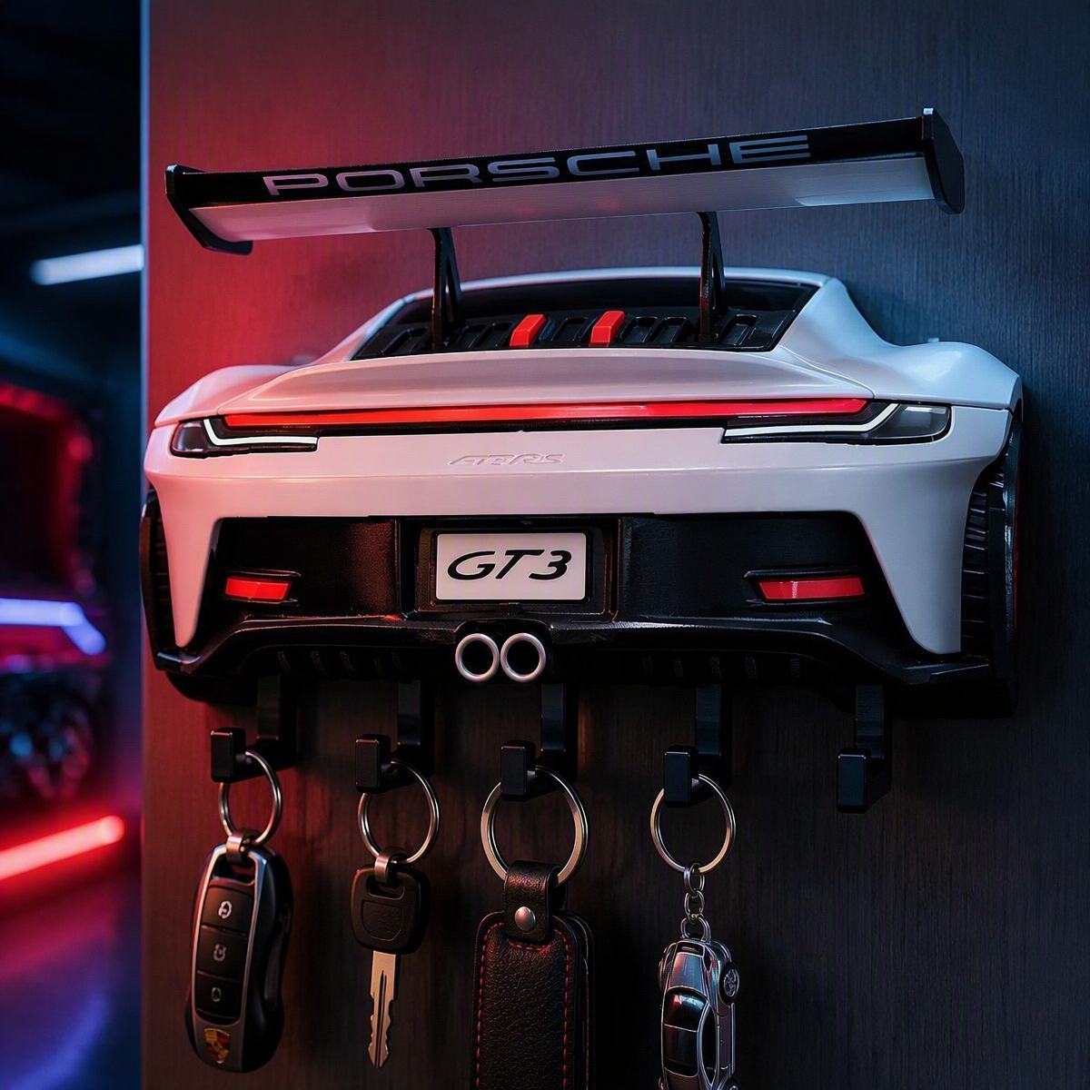 Racing Style Rear Wing Key Holder – Premium Sports Car Themed Gift for Men, Holiday Decor & Entryway Key Organizer