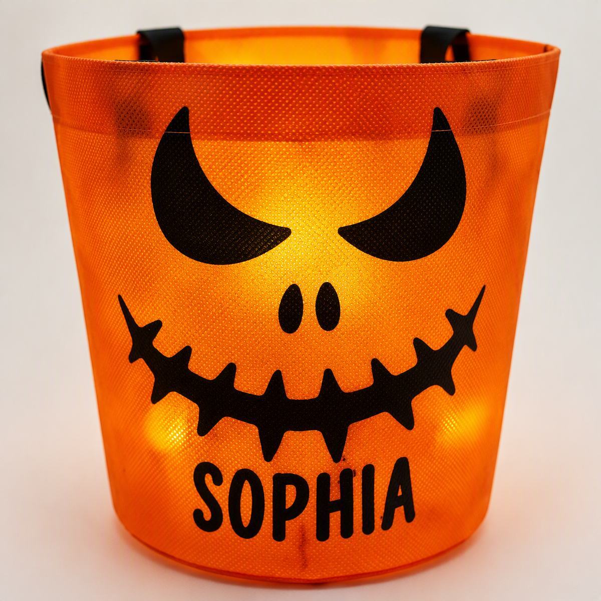 Custom LED Light Bucket Bag - Personalized Halloween Birthday Gifts For Kids - Little Boo Energy Glow Treat Bag for Kids & Trick-or-Treating