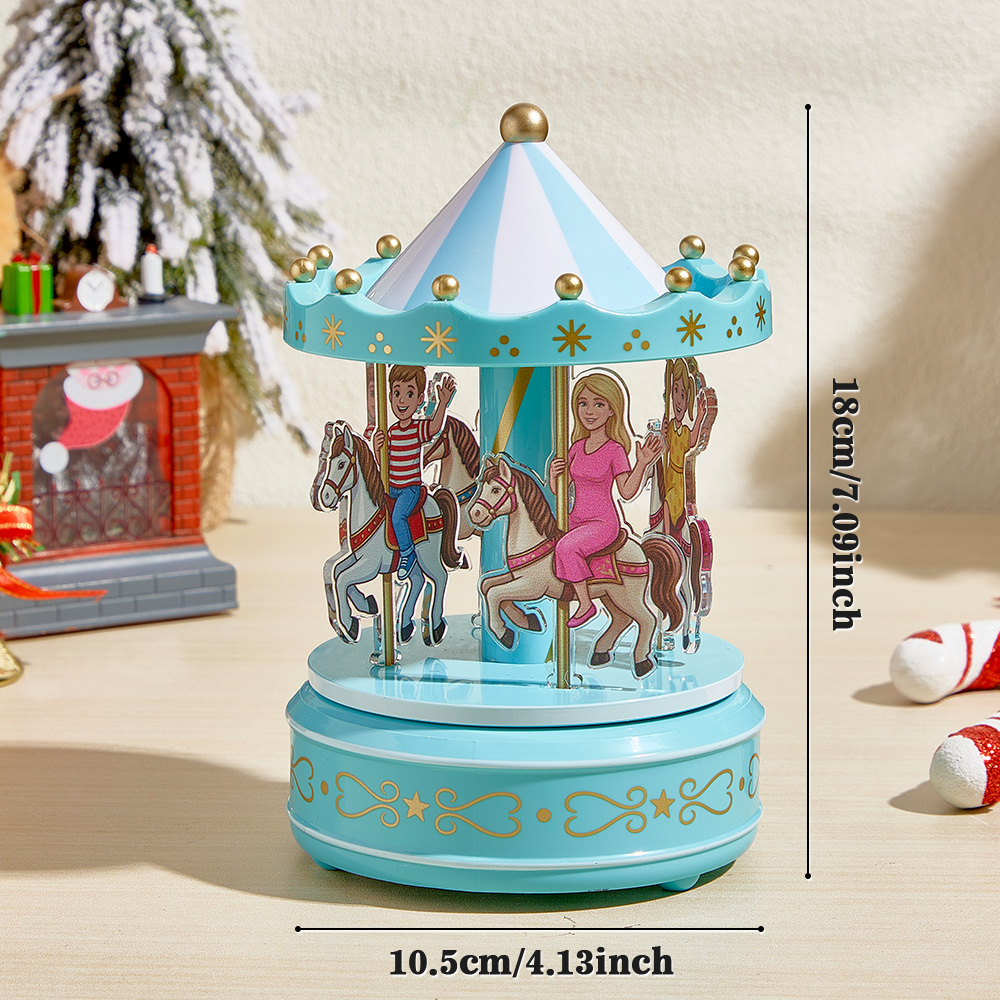 Custom Portrait Carousel Music Box Ornament Family Member Desktop Decoration Gift For Family - PhotoMoonLamp