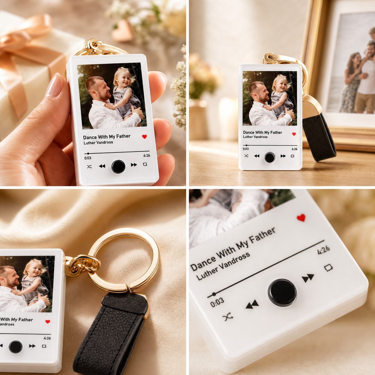 Personalized Photo Music Keychain, Custom Voice Recording Acrylic Key Ring, DIY Photo Album Style Keychain, Custom Sound Message Gift for Family, Couple & Friends