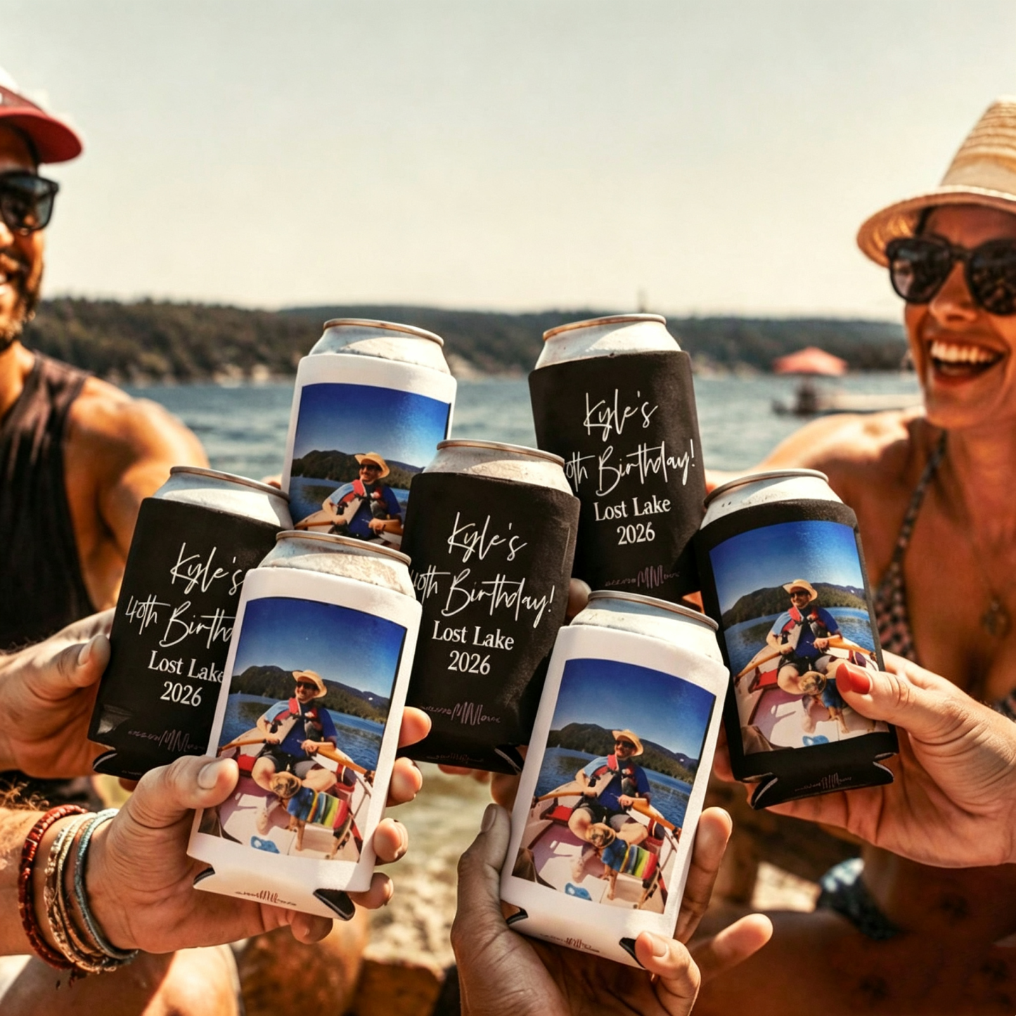Custom Photo & Text Can Cooler – Personalized Neoprene Beer Sleeve for Birthday, Wedding, Graduation & Party Favors
