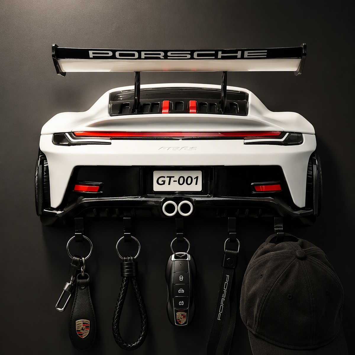 Racing Style Rear Wing Key Holder – Premium Sports Car Themed Gift for Men, Holiday Decor & Entryway Key Organizer