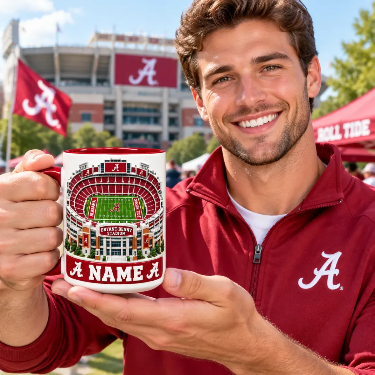 Personalized Stadium Coffee Mug for Football Fans – Gift for College Game Day, Birthday, or Graduation 2D Look 3D Pop