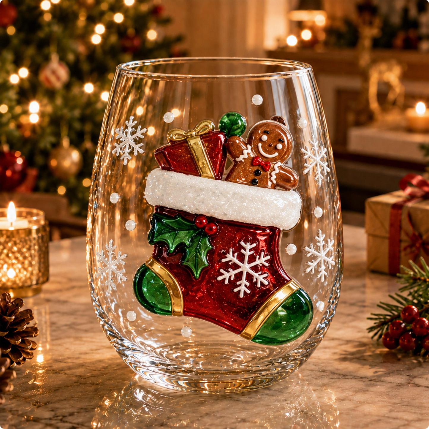 Magical Christmas Glass Cup Gift Christmas Glass with Santa Design Festive Holiday Gift for Family & Friends - PhotoMoonLamp
