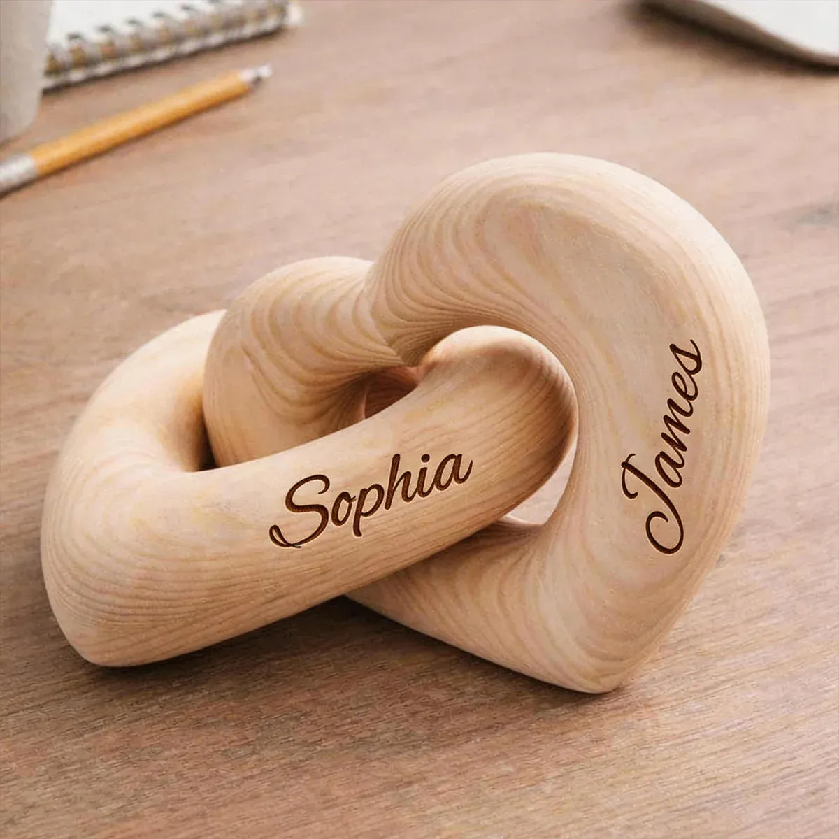 Romantic Couple - Personalized Infinity Heart Sculpture - PhotoMoonLamp
