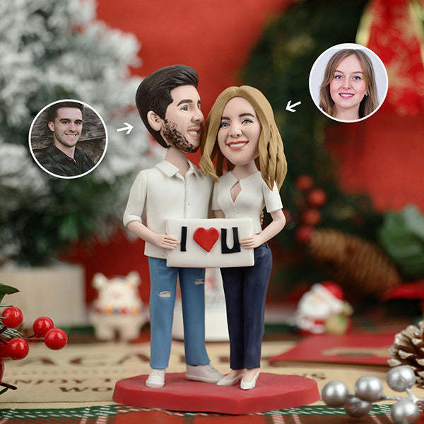 Double Bobblehead Fully Body Custom Bobblehead With Text Gift For Couple - PhotoMoonLamp