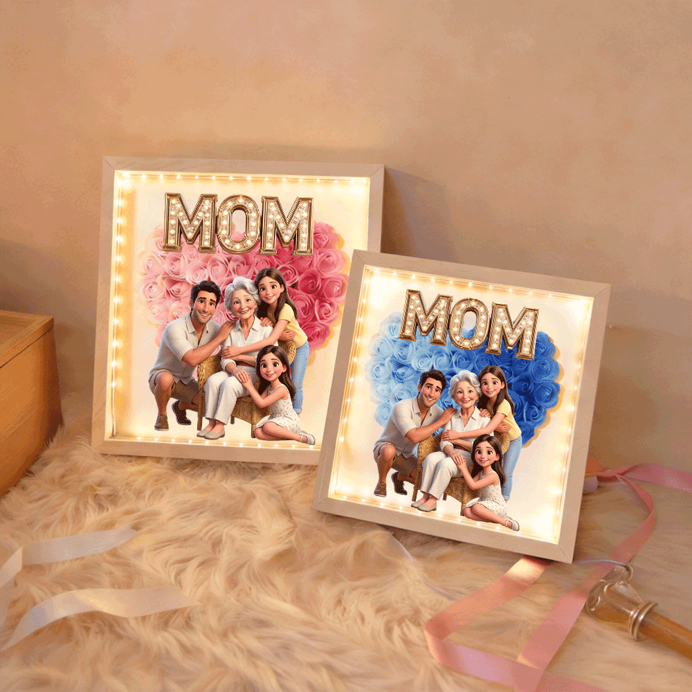 Personalized Flower Shadow Box - Custom Photo & Name, Custom Flower Shadow Box, Gift For Mom, Gift For Mother's Day