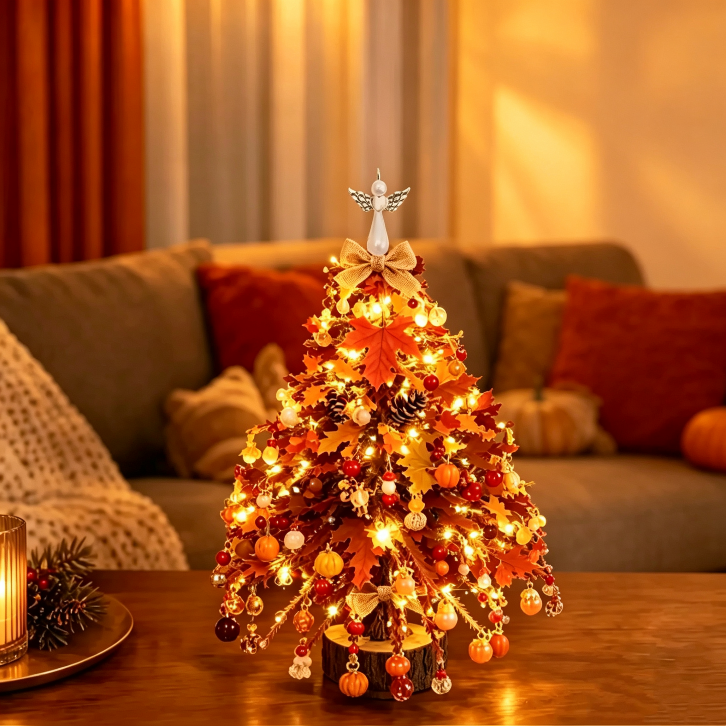 Beaded Mini Christmas Tree DIY Kit – Handmade Tabletop Holiday Decor with Angel Topper