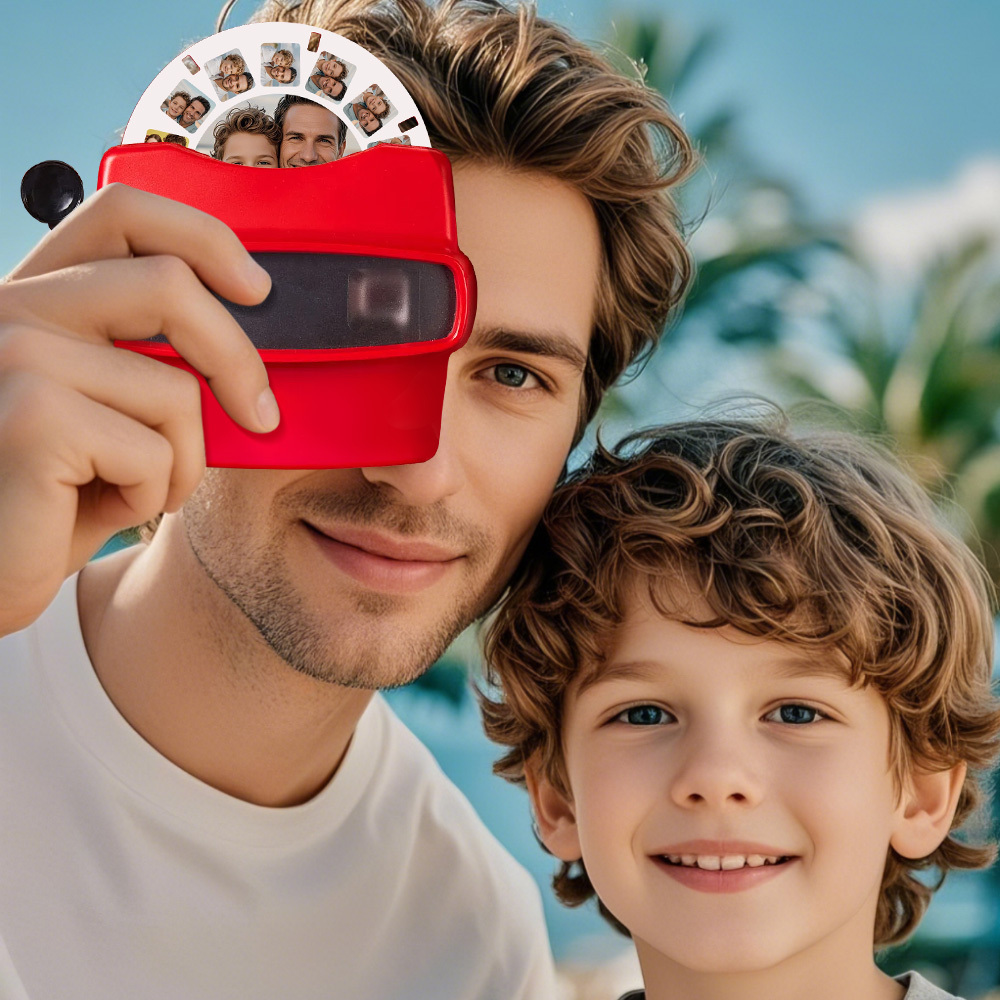 Custom 3D Viewfinder and Reel Personalized Text and Photo Viewer with Your Own Photos Anniversary Gift - PhotoMoonLamp