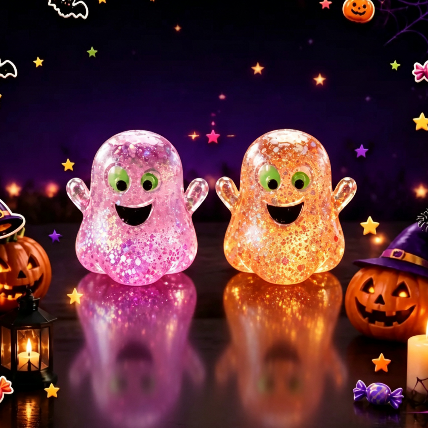Halloween Squishy Pumpkin Head Toy Pumpkin Ghost TPR Stress Relief Squeeze Toy for Kids & Adults - PhotoMoonLamp