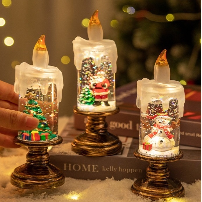 Christmas Candle Lights Sparkling Atmosphere Decorative Ornaments Lights Christmas Exquisite Gifts Glowing Night Lights