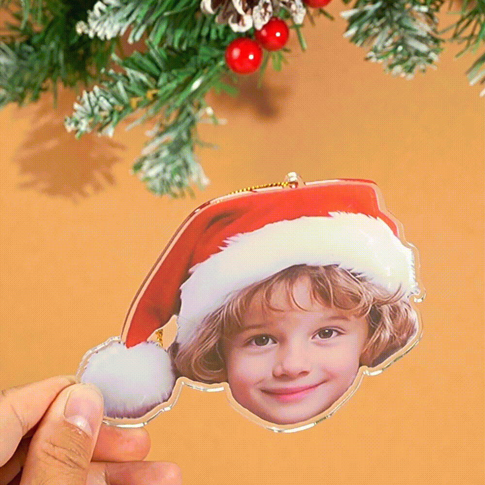 Personalized Photo Ornament Funny Christmas Ornament Custom Face Picture Ornament Acrylic Pet Ornament Christmas Decor Holiday Gifts - PhotoMoonLamp