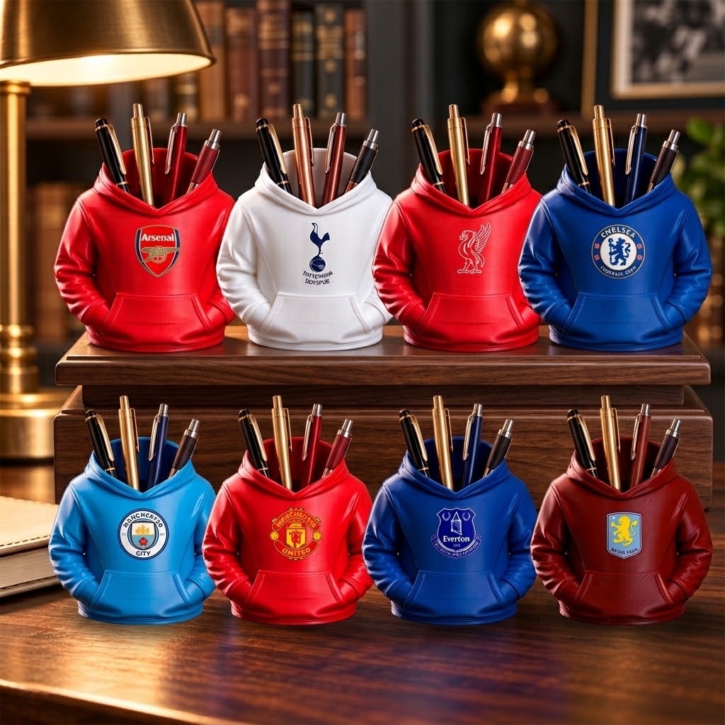 UK Football Hoodie Pen Holder 3D Printed Desk Organizer Soccer Fan Gift - PhotoMoonLamp