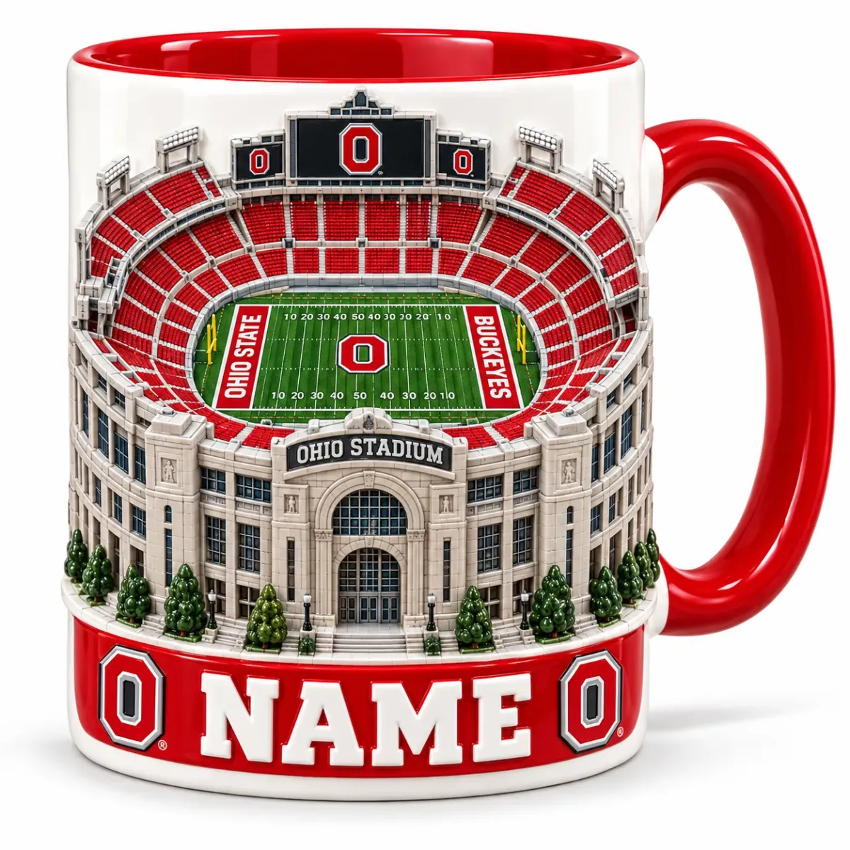 Personalized Stadium Coffee Mug for Football Fans – Gift for College Game Day, Birthday, or Graduation 2D Look 3D Pop