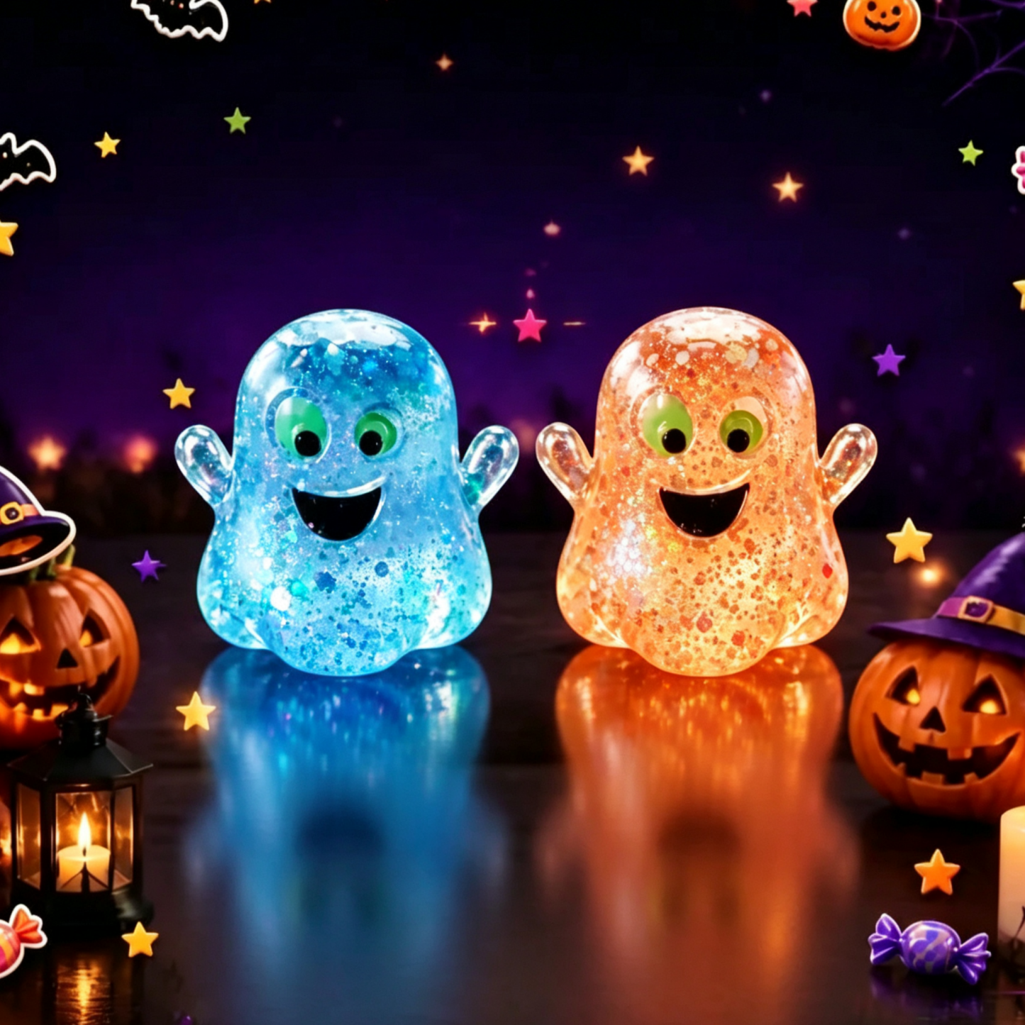 Halloween Squishy Pumpkin Head Toy Pumpkin Ghost TPR Stress Relief Squeeze Toy for Kids & Adults - PhotoMoonLamp