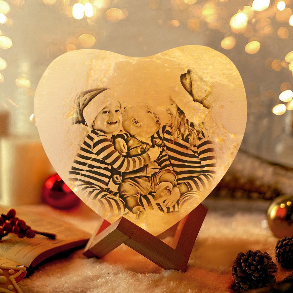Anniversary Gifts Custom 3D Printed Photo Heart Lamp Personalized Night Light - 2 Colors (10-15cm) for Wife