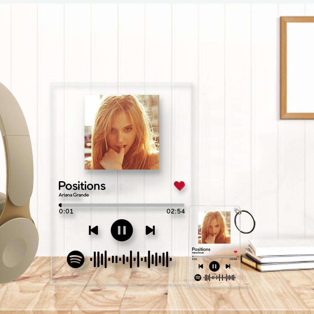 Spotify Acrylic Glass Music Plaques Scannable Spotify Code Frame With A Free Same Design Keychain