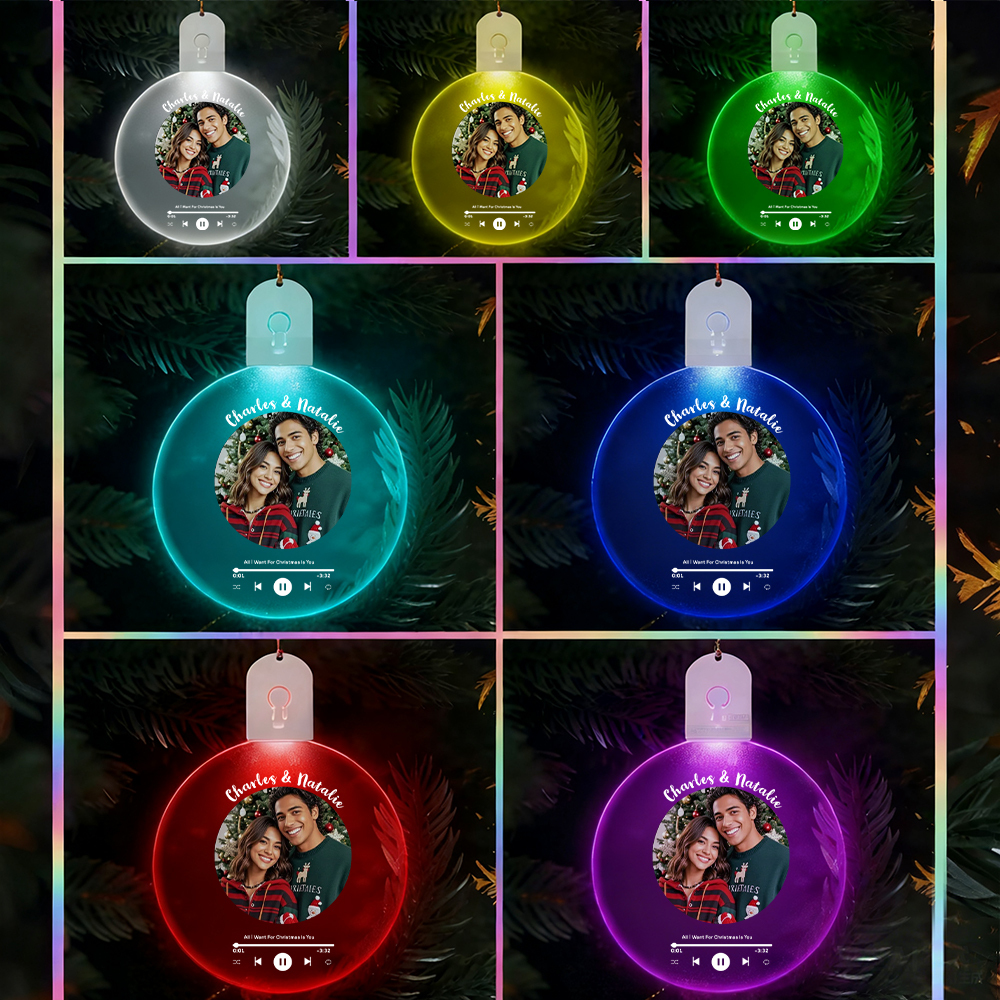 Personalized Photo Acrylic Ornament Christmas Glows Ornament Gift for Lover