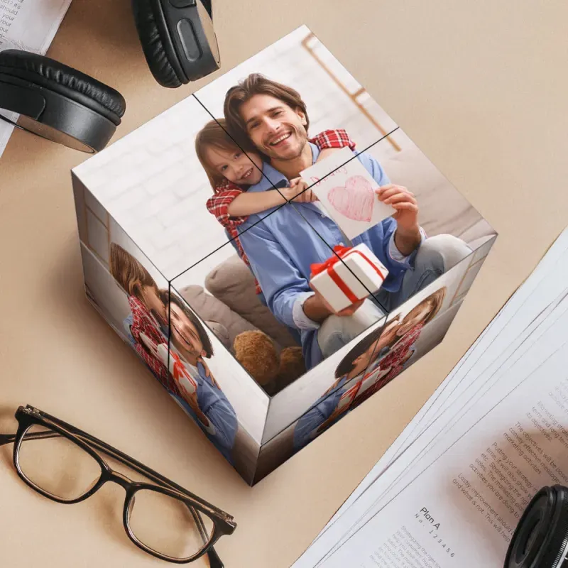 Father's Day Gift Custom Multi Photo Folding Magic Rubic's Cube For Dad