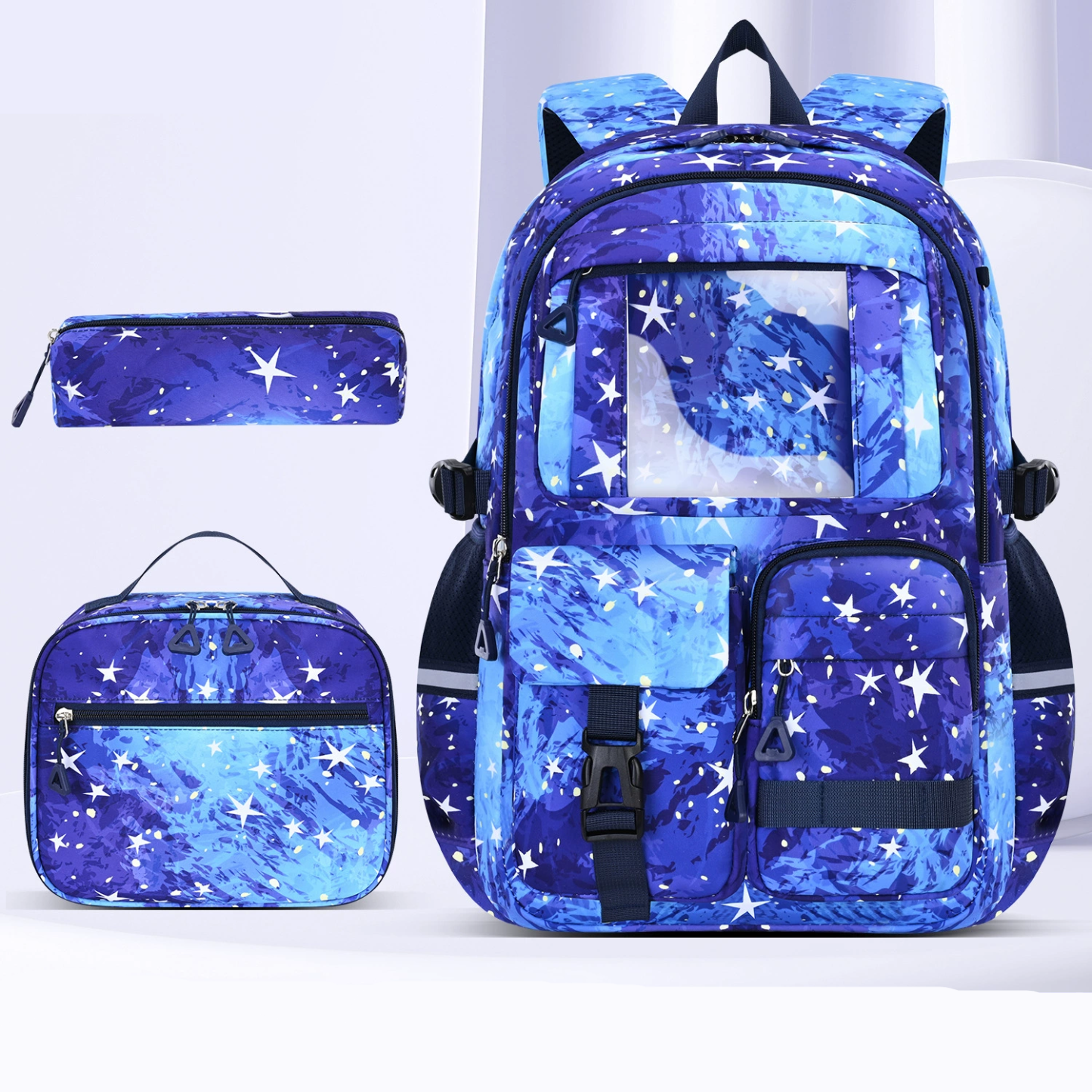 Fimibuke 3-in-1 School Backpack Set, Waterproof Bookbag with Lunch Bag & Pencil Case, Lightweight for School Girls Boys