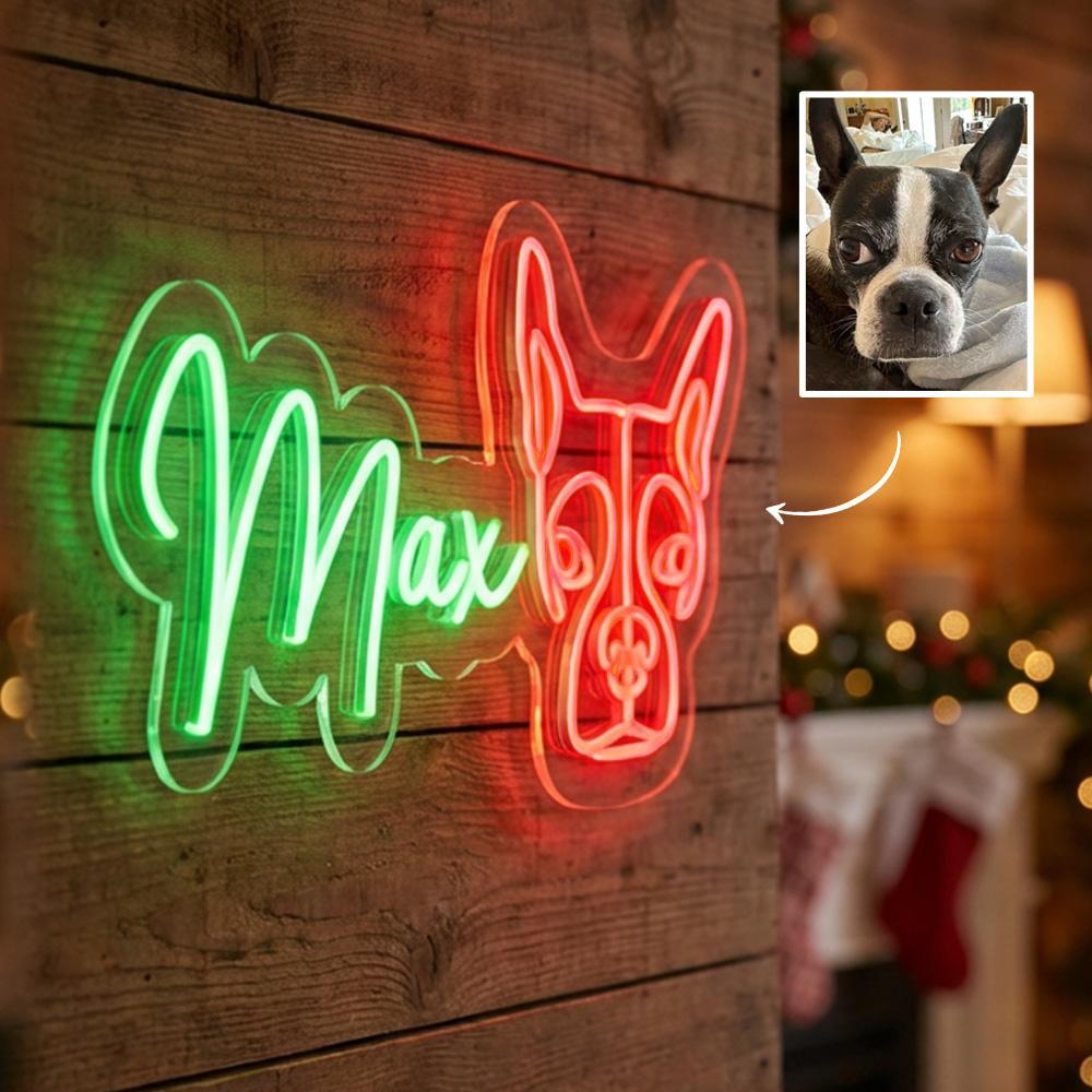 Custom LED Neon Sign Pet Photo Name Gift for Bedroom Pet Lover
