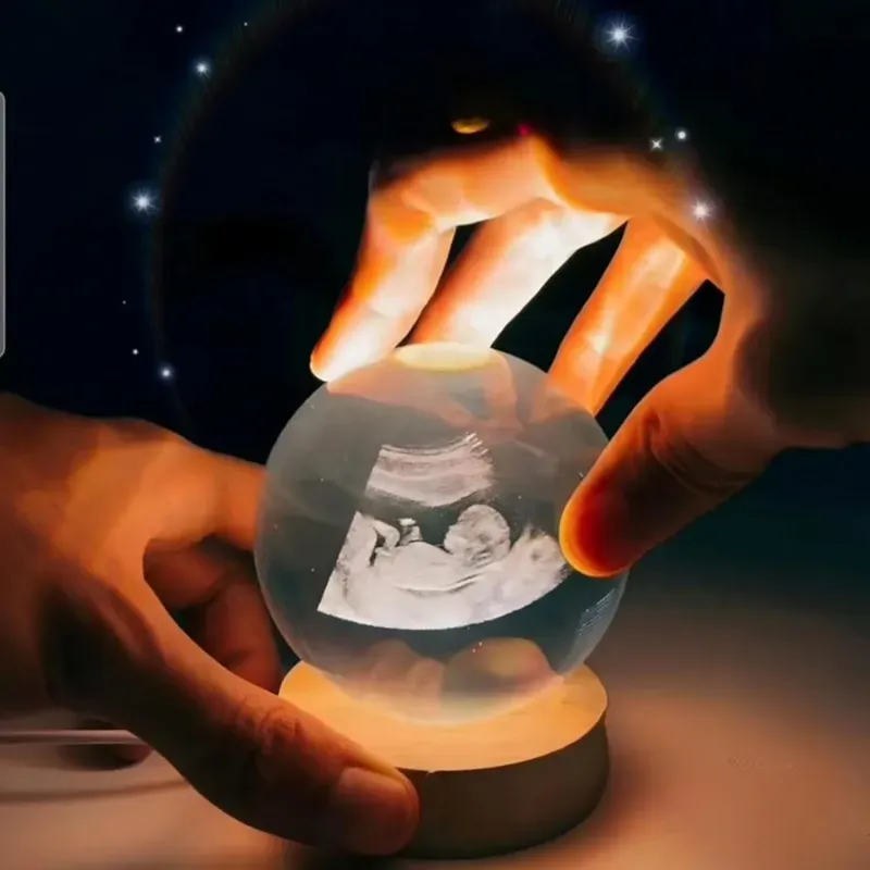 Customized B-Ultrasound Photo 3D Crystal Ball Hold Baby's First Ultrasound Memories