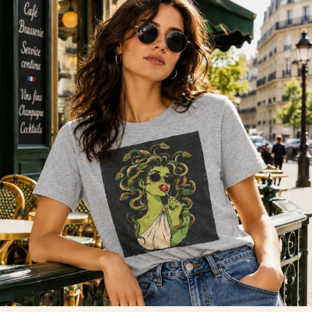 Gothic Snake Woman Graphic Tee – Halloween Gift for Women, Dark Punk Style T-Shirt - PhotoMoonLamp