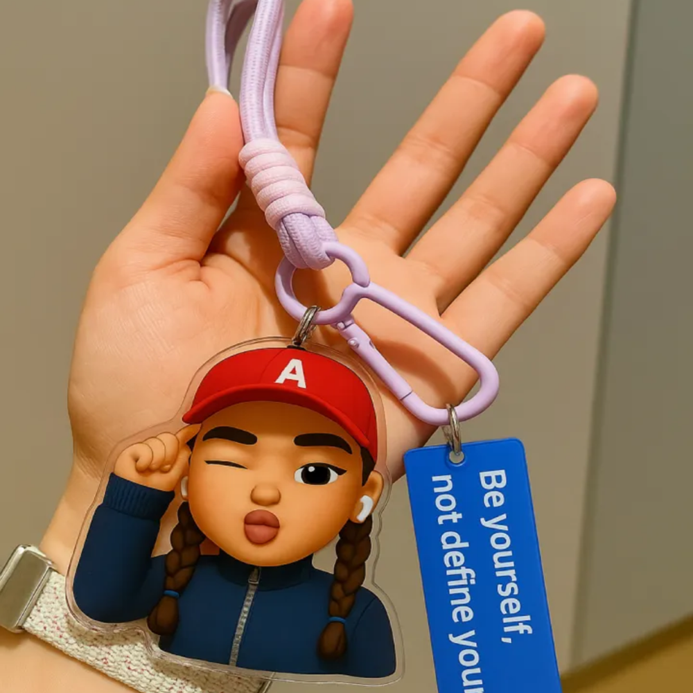 Custom AI Portrait Acrylic Keychain - Personalized Photo & Text 3D Effect 2D Printed Accessory