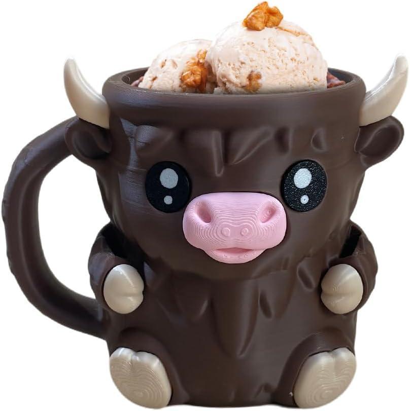 Christmas Gifts Cute Cow Style Ice Cream Pint Holder with Handle and Spoon – Reusable Antifreeze Cooler Sleeve for Ice Cream, Drinks, and Desserts – Funny Cow Gifts for Ice Cream Lovers - PhotoMoonLamp
