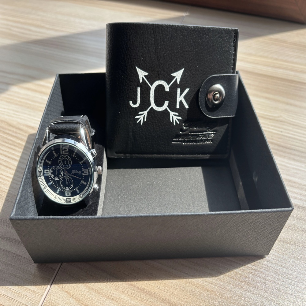 Father's Day Gift Set Custom Name Men's Watch and Wallet Gift Box Men's Gift