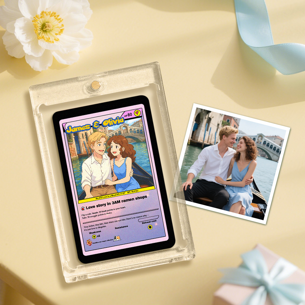 Custom Couple Card Personalized Love Gift for Anniversary, Valentine's Day or Birthday - PhotoMoonLamp
