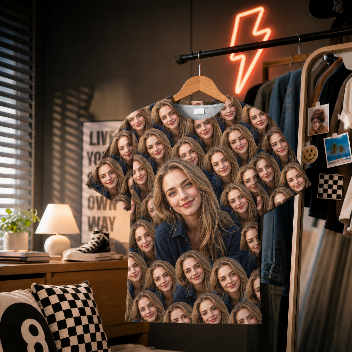 Personalized Photo All-Over Print T-Shirt, Custom Face Collage Shirt, Funny Photo Tee, Unique Gift for Family, Friends & Couples