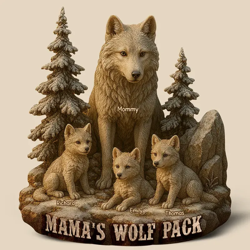 Personalized Gift For Mom Plaque, Lion Mom & Little Cubs