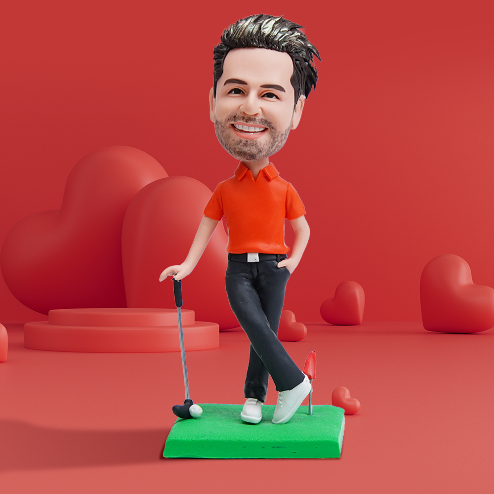Valentine's Day For Him Custom Bobblehead Golf Course Man With Engraved Text - PhotoMoonLamp