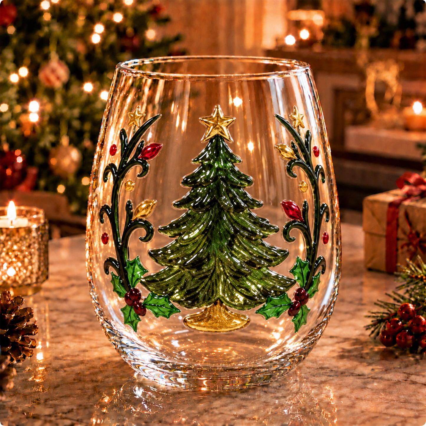 Magical Christmas Glass Cup Gift Christmas Glass with Santa Design Festive Holiday Gift for Family & Friends - PhotoMoonLamp