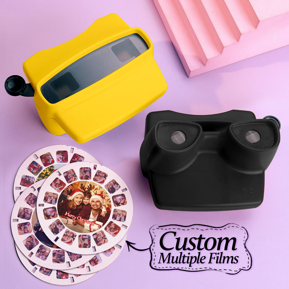 Custom 3D Viewfinder and Reel – Personalized Christmas Gift with your own photos Text and Photo Viewer Multiple Films Available - PhotoMoonLamp