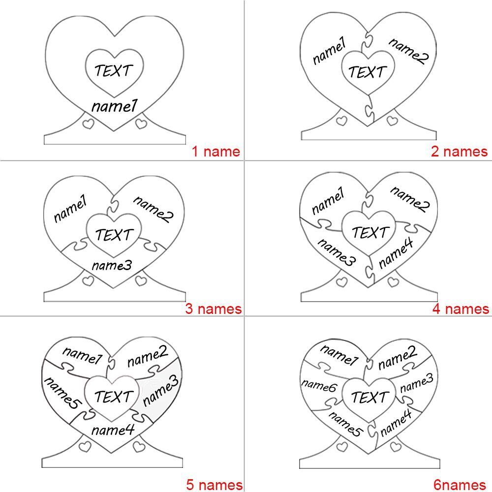 Anniversary Gifts for Her Custom Wooden Heart-shaped Lamp Personlized Letter Name