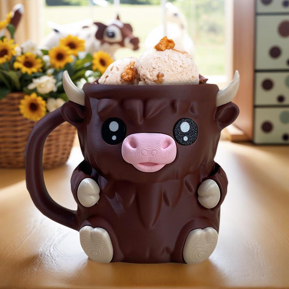 Christmas Gifts Cute Cow Style Ice Cream Pint Holder with Handle and Spoon – Reusable Antifreeze Cooler Sleeve for Ice Cream, Drinks, and Desserts Funny Cow Gifts for Ice Cream Lovers - PhotoMoonLamp