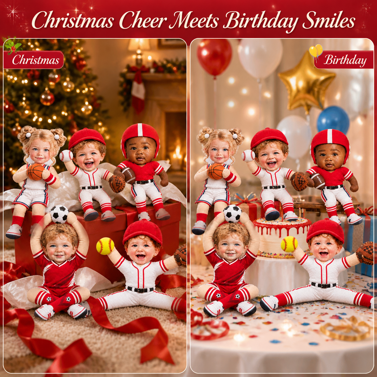 Personalized Poseable Plush Doll for Christmas Gift – Custom Photo Soft Toy for Grandkids & Kids - PhotoMoonLamp
