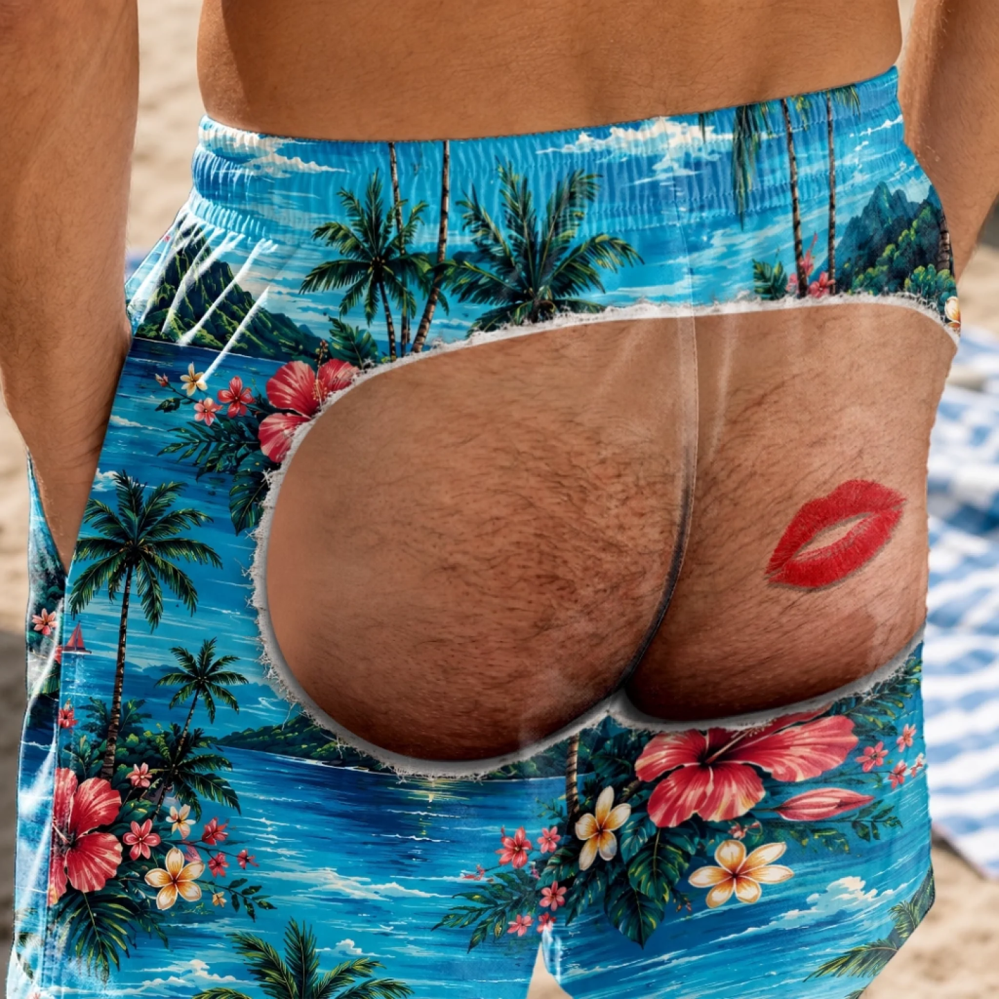 Custom Funny Men Swim Trunks - Personalized Birthday Gifts For Husband, Son, Grandson, Brother, Grandpa, Dad, Yourself - Rear View Approved - PhotoMoonLamp
