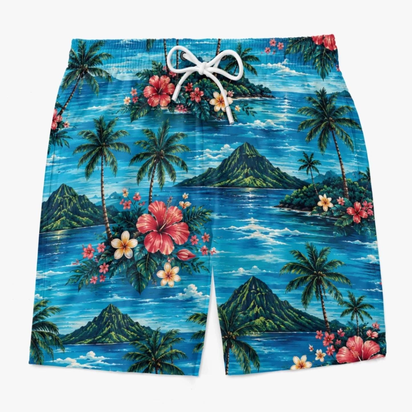 Custom Funny Men Swim Trunks - Personalized Birthday Gifts For Husband, Son, Grandson, Brother, Grandpa, Dad, Yourself - Rear View Approved - PhotoMoonLamp