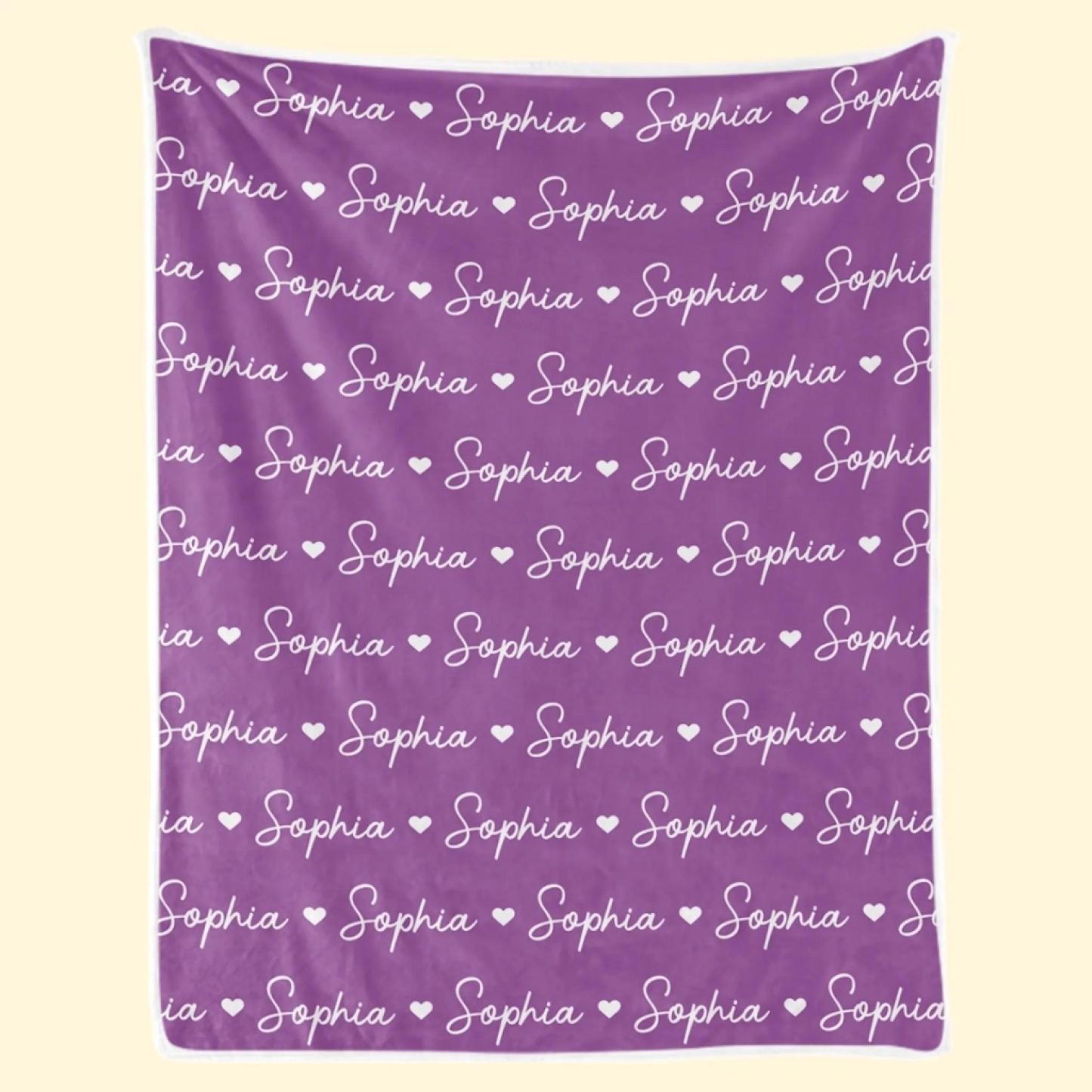 Personalized Fleece Blanket for Kids - Birthday Gift with Name & Hearts, Cozy Sherpa Throw for Girls and Boys - PhotoMoonLamp