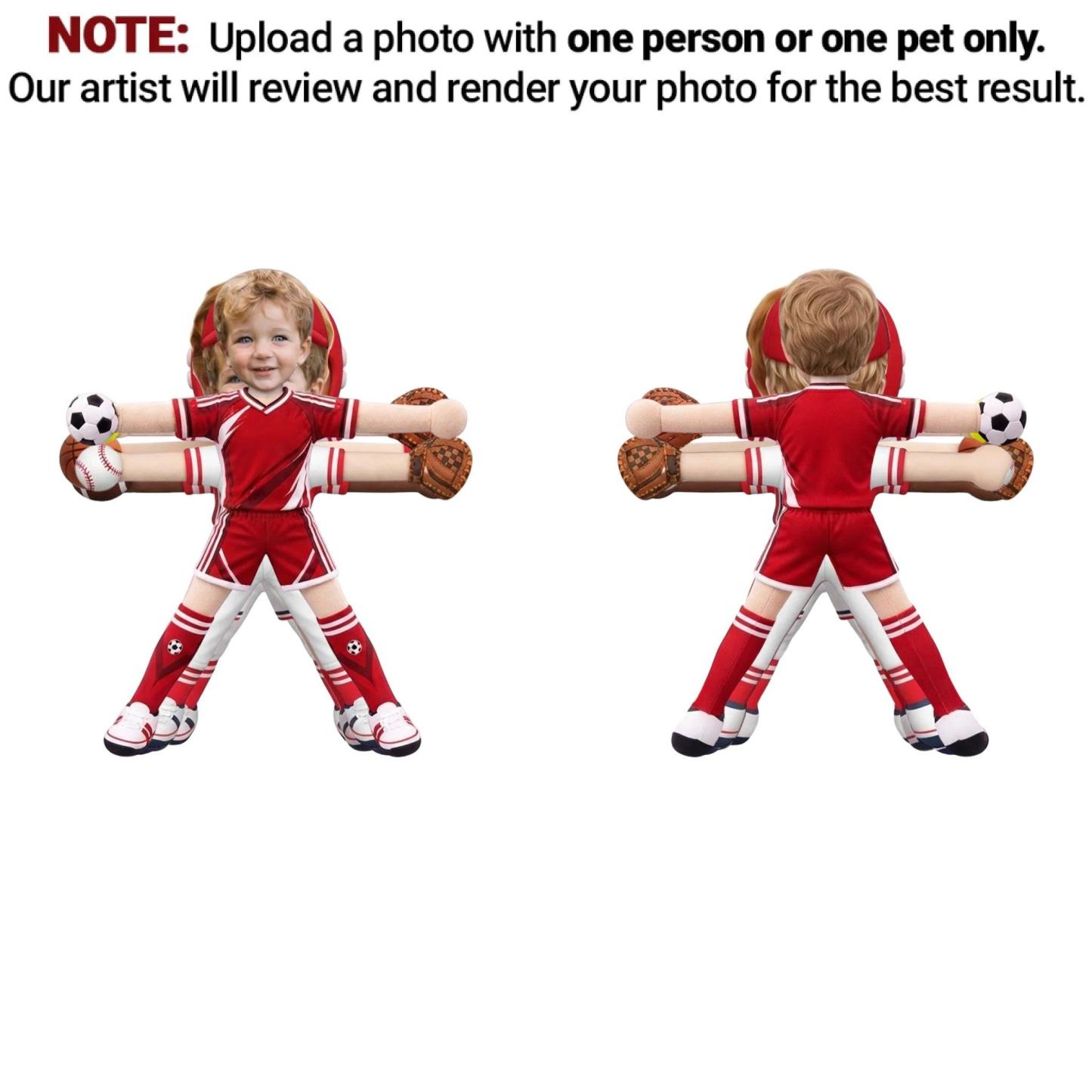Personalized Poseable Plush Doll for Christmas Gift – Custom Photo Soft Toy for Grandkids & Kids - PhotoMoonLamp
