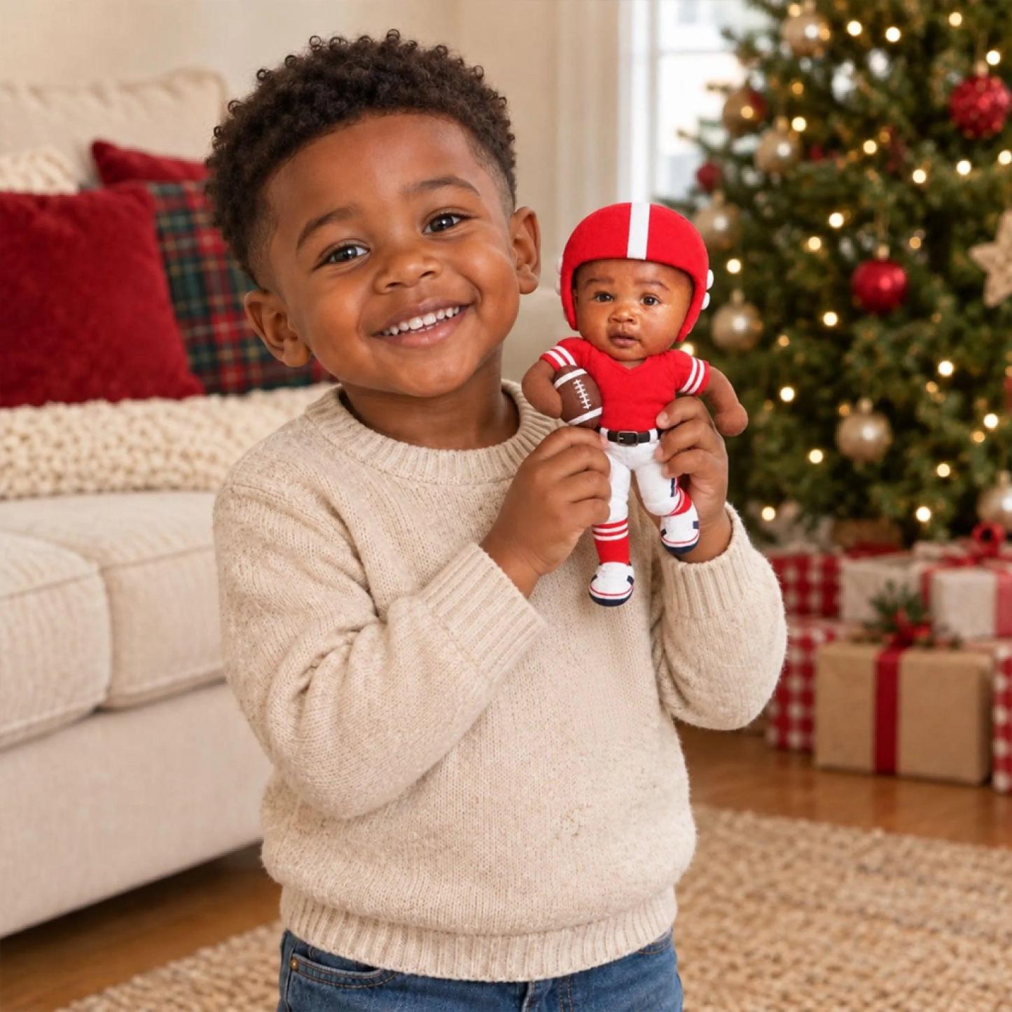 Personalized Poseable Plush Doll for Christmas Gift – Custom Photo Soft Toy for Grandkids & Kids - PhotoMoonLamp