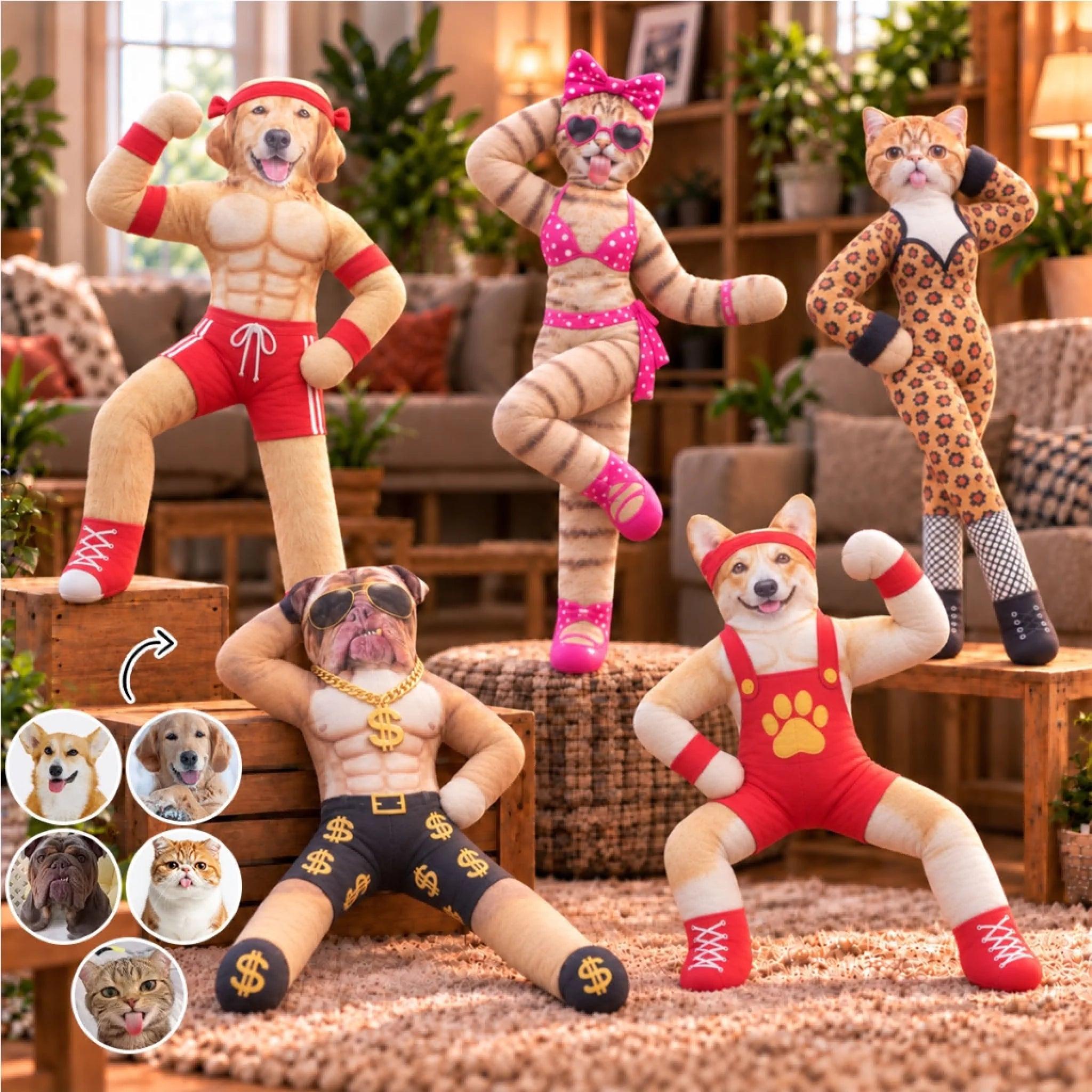 Poseable Plush Pet Doll for Christmas Gifts – Customizable Funny Animal Figurine for Dog & Cat Lovers