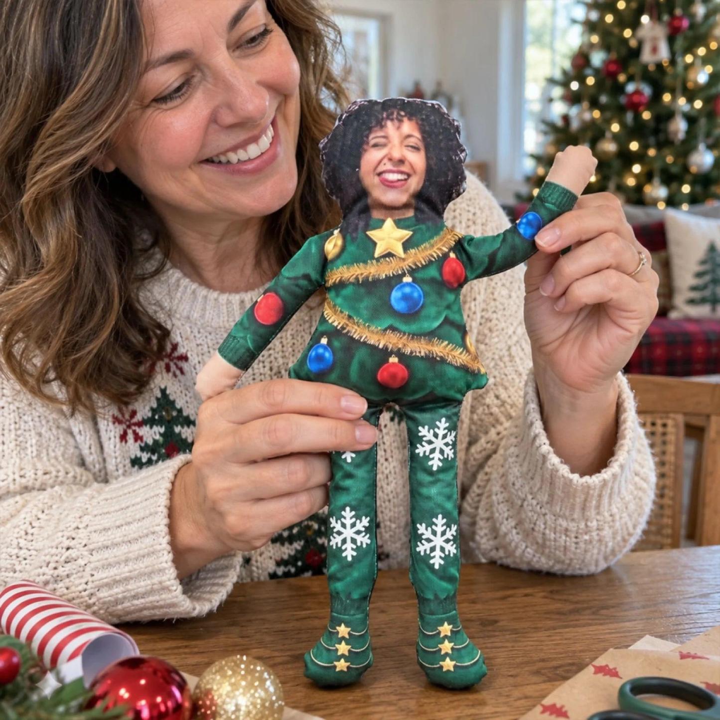 Personalized Jolly Old Soul Poseable Plush Doll, Custom Christmas Keepsake Gift - PhotoMoonLamp