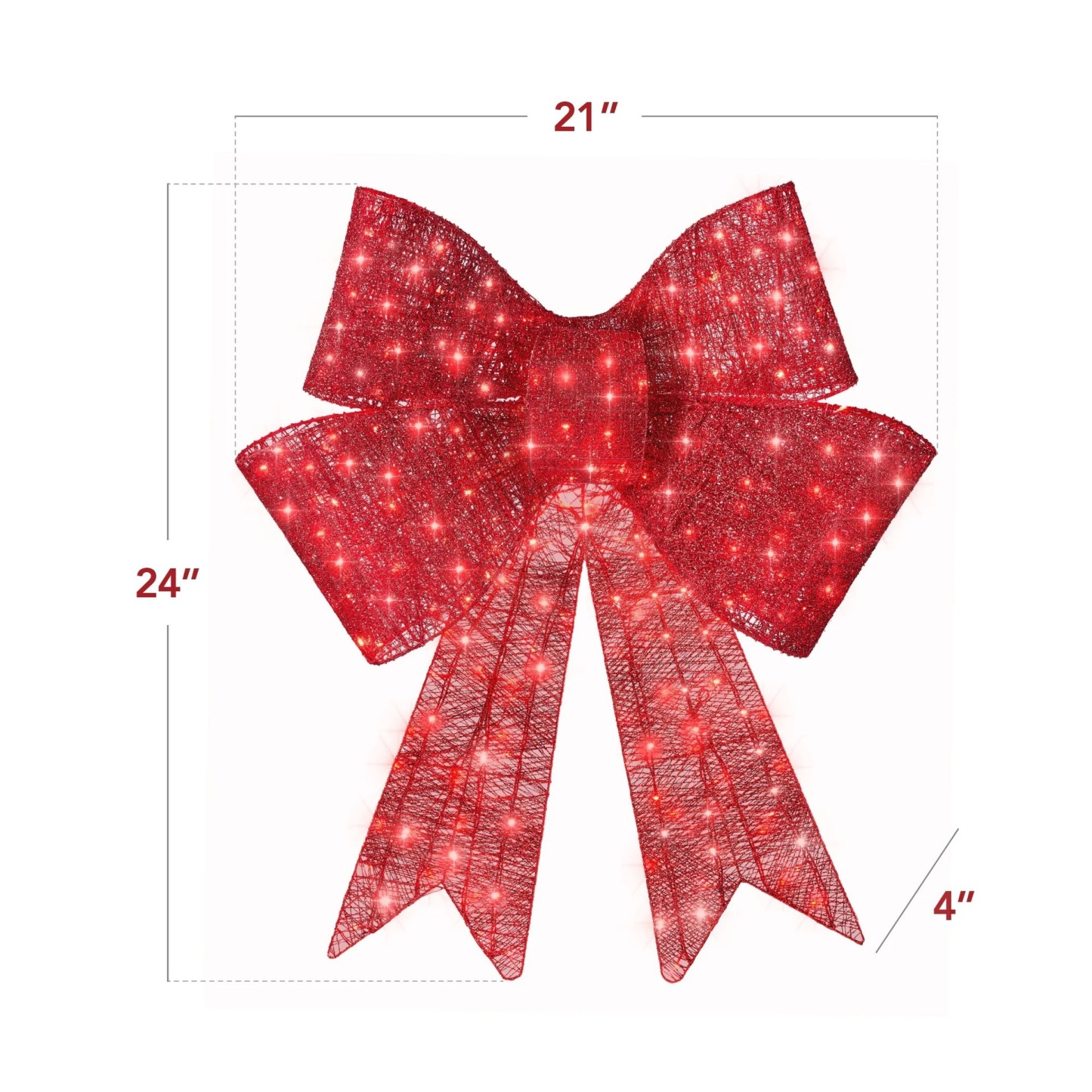Christmas Bow, Large Outdoor LED Lighted Holiday Decor Light