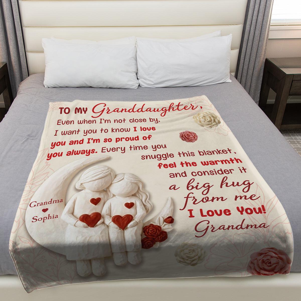 Personalized Grandma Love Blanket for Granddaughter - Cozy Fleece Gift for Christmas Birthday - PhotoMoonLamp